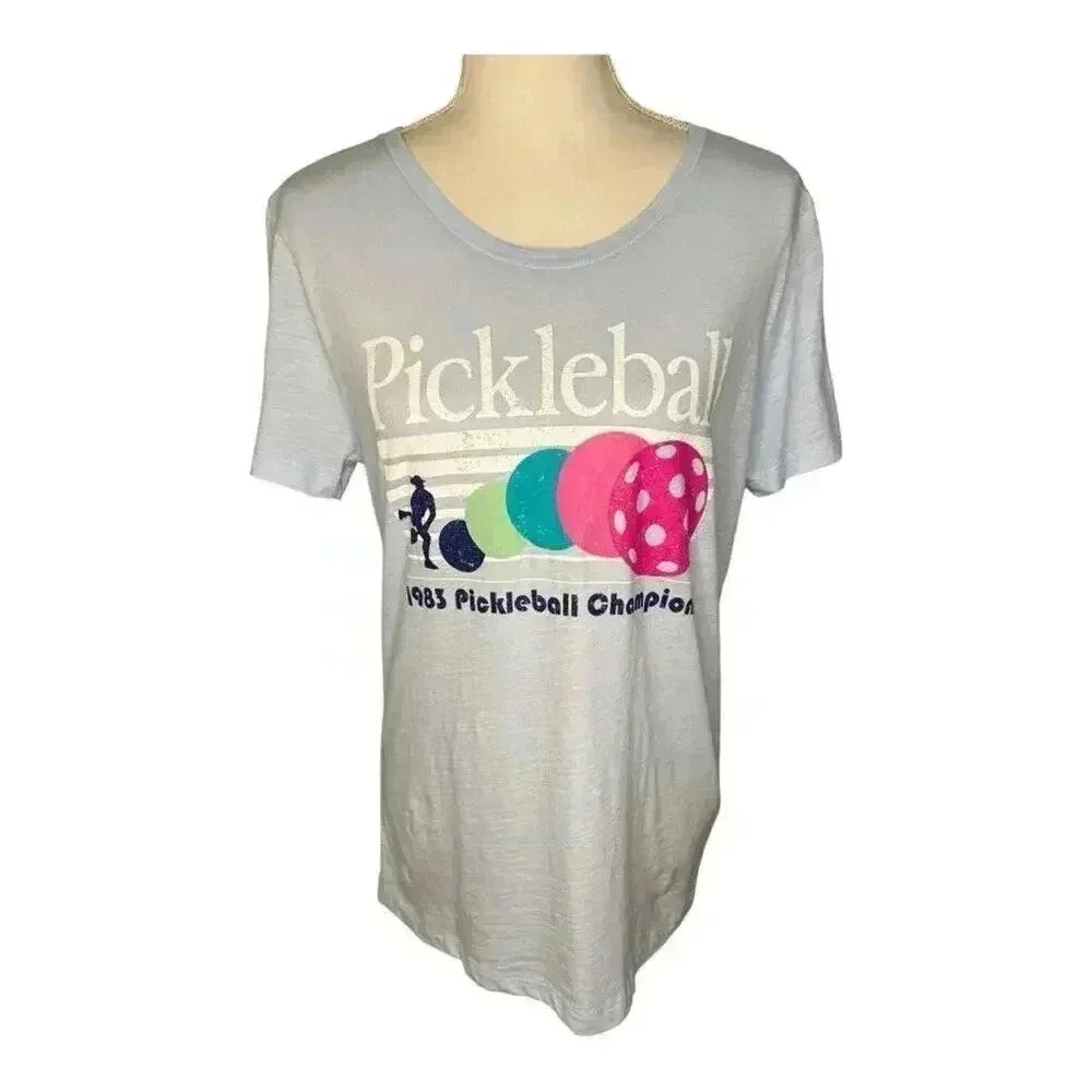 NEW J. Crew Women’s Medium Blue Pickleball Graphic‎ Tee NWT Soldout Online!